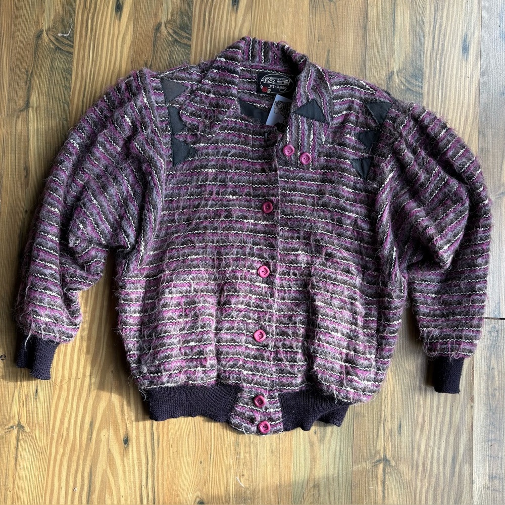 Vintage 80s Purple Striped Jacket Sz S